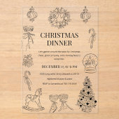 Black & White Christmas Dinner Acryleinladungen (Vorderseite)