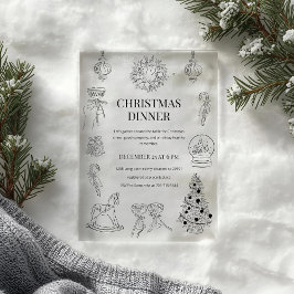 Black & White Christmas Dinner   Acryleinladungen