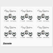 Black White Christmas Gift Tag Sticker (Blatt)