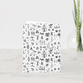 Black & White Christmas Icons Pattern – Cute  Einladung (Rückseite)