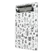 Black & White Christmas Icons Pattern – Cute  Mini Klemmbrett (Gewinkelt2)