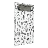Black & White Christmas Icons Pattern – Cute  Mini Klemmbrett (Schrägansicht)