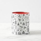 Black & White Christmas Icons Pattern – Cute  Tasse (Zentrum)