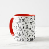 Black & White Christmas Icons Pattern – Cute  Tasse (Vorderseite Links)