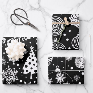Black & White Christmas Minimalist Tree Geschenkpapier Set