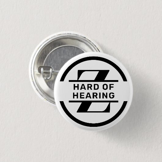 Black White Circle Monogram Hard of Hearing Button (Vorne & Hinten)