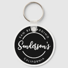 Black White City Town Place Location Name Circle  Schlüsselanhänger