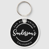 Black White City Town Place Location Name Circle Schlüsselanhänger (Rückseite)