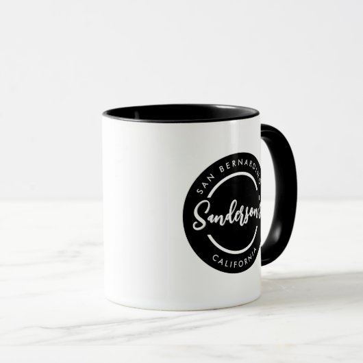 Black White City Town Place Location Name Circle Tasse (VorderseiteRechts)