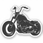 Black White Classic Cruiser Motorcycle Vector Art Aufkleber (Vorderseite)