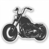 Black White Classic Cruiser Motorcycle Vector Art Aufkleber (Vorderseite)