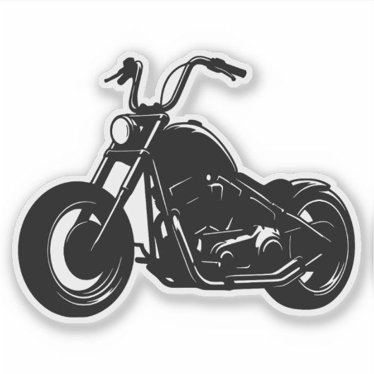Black White Classic Cruiser Motorcycle Vector Art Aufkleber (Vorderseite)