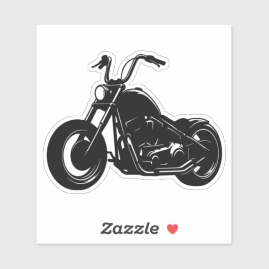 Black White Classic Cruiser Motorcycle Vector Art Aufkleber (Blatt)