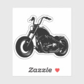 Black White Classic Cruiser Motorcycle Vector Art Aufkleber (Blatt)