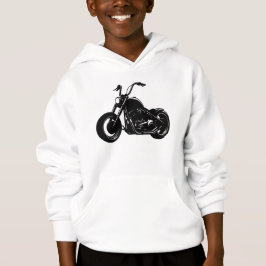 Black White Classic Cruiser Motorcycle Vector Art Hoodie