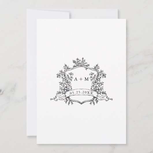 Black & White Classic Frame Wedding Einladung (Rückseite)