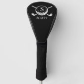 Black White Classic Golf Clubs Monogram Name  Headcover (Vorderseite)