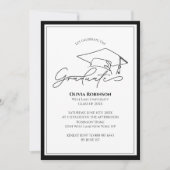 Black White Classic Graduation cap typography Einladung (Vorderseite)
