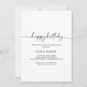 Black White Classic Happy Birthday Party Einladung (Vorderseite)