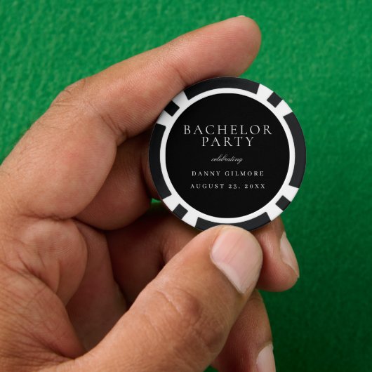 Black & White Classic Mens Bachelor Party Pokerchips (Hand)