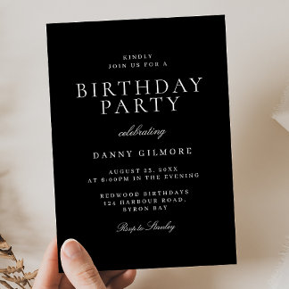 Black & White Classic Moderne Geburtstagsparty Einladung