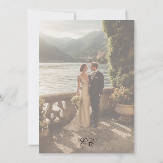 Black White Classic Timeless Calligraphy Wedding Einladung (Rückseite)