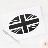 BLack & White Classic Union Jack British(UK) Flag Ovaler Aufkleber (Umschlag)