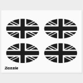 BLack & White Classic Union Jack British(UK) Flag Ovaler Aufkleber (Blatt)