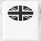BLack & White Classic Union Jack British(UK) Flag Ovaler Aufkleber (Tasche)