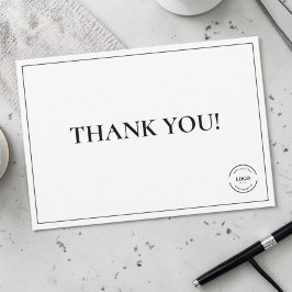 Black White Company Logo Custom Simple Dankeskarte
