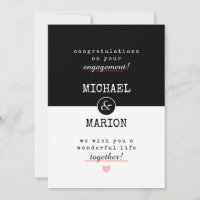 Black&White Congratulating Verlobung Card