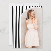 Black White Coquette Bow photo graduation Einladung (Rückseite)