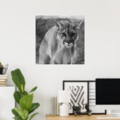 Black & White Cougar Poster (Heimbüro)