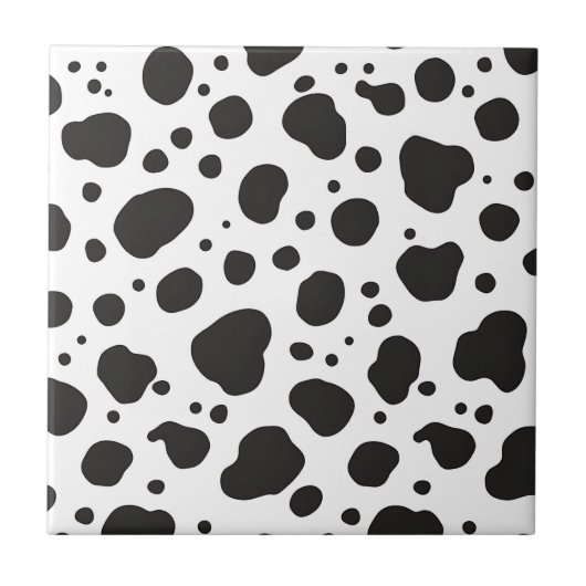 Black White Cow Pattern Fliese (Vorderseite)