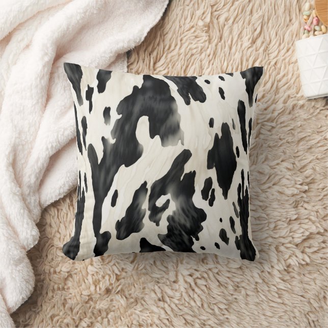 Black White Cow Print Animal Farm Kissen (Decke)