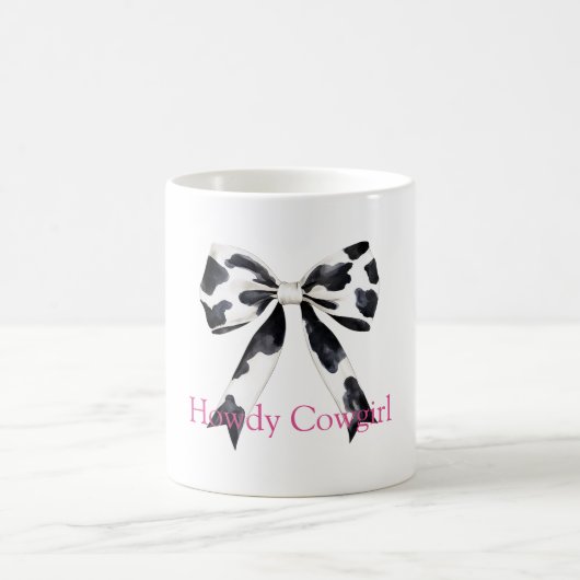 Black White Cow Print Bow Kaffeetasse (Mittel)