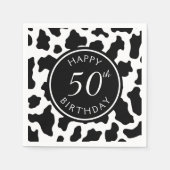 Black & White Cow Print Cowboy 50. Geburtstag Serviette (Vorderseite)