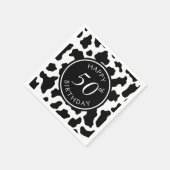 Black & White Cow Print Cowboy 50. Geburtstag Serviette (Ecke)