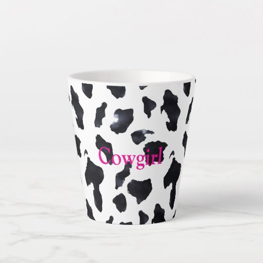 Black White Cow Print Cowgirl Milchtasse (Vorderseite)