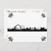 Black & White Crown London Eye Skyline Postcard Postkarte (Vorne/Hinten)