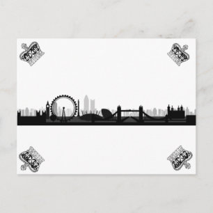 Black & White Crown London Eye Skyline Postcard Postkarte