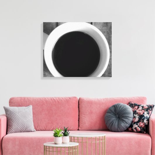 Black & White Cup of Coffee on a Old Crate 16x20 Leinwanddruck (Insitu (Wohnzimmer))