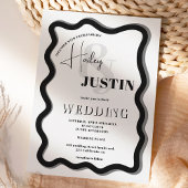 black white curve squiggle wavy wedding photo einladung