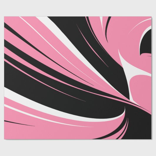 Black & White Curved Streaks on a Pink Background Geschenkpapier (Flach)