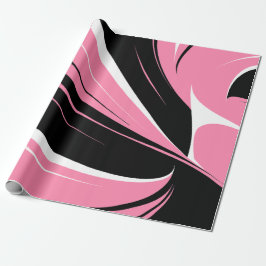 Black & White Curved Streaks on a Pink Background Geschenkpapier