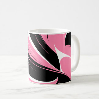 Black & White Curved Streaks on a Pink Background Kaffeetasse