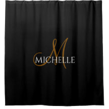 Black White Custom Monogram Script Name