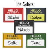 Black White Custom Name Hello My Name Is Button