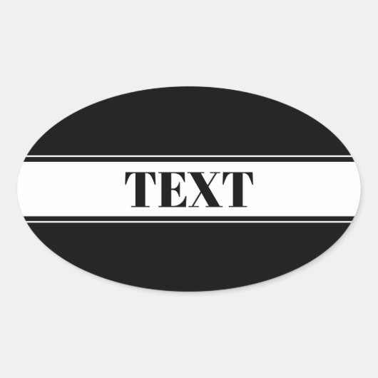 Black & White Custom Name Stripe Ovaler Aufkleber (Vorderseite)