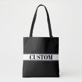 Black & White Custom Name Stripe Tasche (Vorderseite)